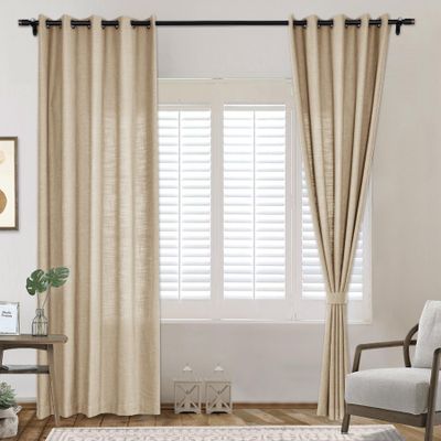 Frelement Extra Wide 120" W x 96" L Indoor Linen Curtains Thermal Insulated Drapes Grommet Privacy Panels for Bedroom, Living Room, Burly Wood, 1 Panel