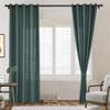 Frelement Everglade Teal Breathable Faux Linen Curtains Noise Reduction Bronze Grommet Drapes for Bedroom, Patio Door, Bathroom, 100" W x 84" L, 1 Panel view 1