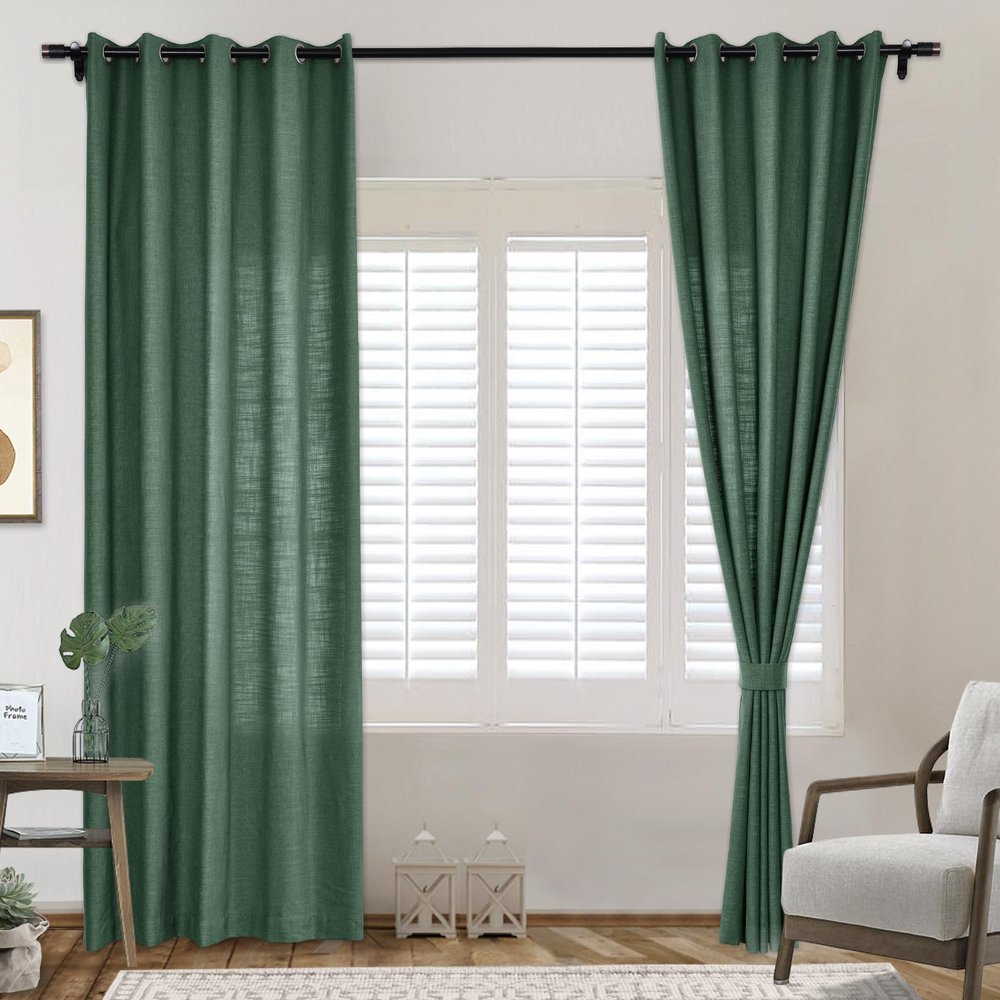 Frelement Extra Wide 120" W x 96" L Indoor Linen Curtains Thermal Insulated Drapes Grommet Privacy Panels for Bedroom, Living Room, Peacock, 1 Panel
