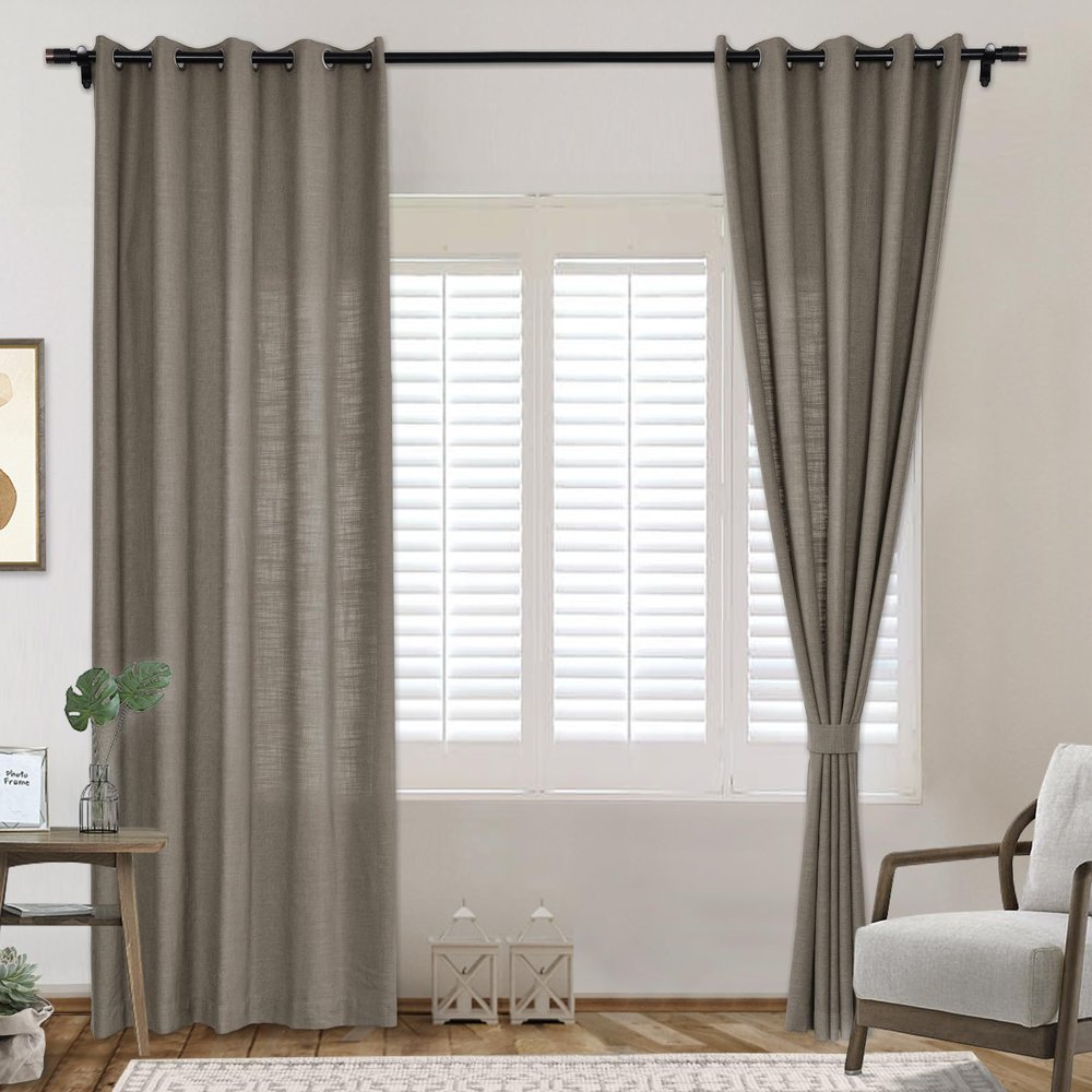 Frelement Extra Wide 120" W x 96" L Indoor Linen Curtains Thermal Insulated Drapes Grommet Privacy Panels for Bedroom, Living Room, Rock Grey, 1 Panel