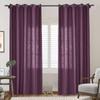 Frelement Plum Breathable Faux Linen Curtains Noise Reduction Bronze Grommet Drapes for Bedroom, Patio Door, Bathroom, 100" W x 84" L, 1 Panel view 2