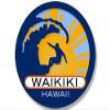 Magnet 4x4 inch Round Surfer On Wave Waikiki Hawaii Sticker (Surfing surf Beach) Magnetic Magnet Vinyl Sticker view 1