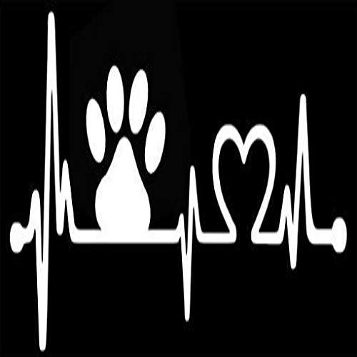 Magnet 3x7 inch Heartbeat Lifeline Dog Paw Bumper Sticker - Heart Love My pet Lover Fun Magnetic Magnet Vinyl Sticker