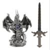 Ebros Gift Legendary Silver Dragon Guardian of The Celtic High Cross Letter Opener Figurine Sculpture Home and Office Decorative Sculpture Medieval Renaissance Dungeons and Dragons Fantasy view 4