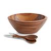 Namb Eclipse Salad Bowl & Server Set  (12.5) Acacia Wood & Alloy Serving Bowl with Sculptural Design  Modern Dining Tableware for Salads, Pasta & Side Dishes  Elegant Home Serveware view 1