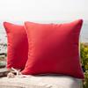 Phantoscope Pack of 2 Outdoor Waterproof Solid Throw Decorative Pillow Cover Decorative Square Outdoor Pillows Cushion Case Patio Pillows for Couch Tent (20''x20'', Red) view 1