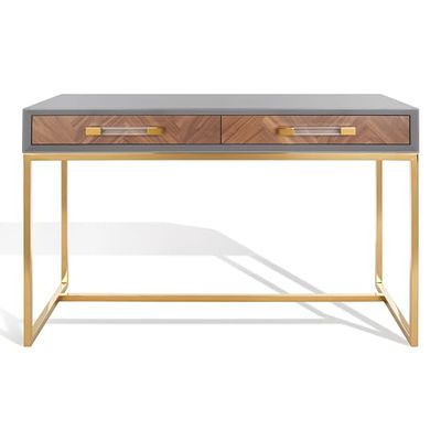 Safavieh Couture Home Office Modern Marty Grey and Gold 2-drawer Desk