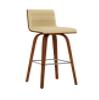 Armen Living Vienna Bar Height Bar Stool Kitchen and Dining, 30" Cream/Walnut, More color/size option view 1