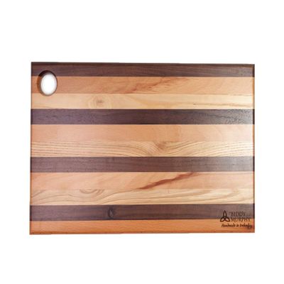 Biddy Murphy Irish Gifts Hardwood Cutting Board for Kitchen, Striped, 16" x 10" Large Handmade, Sustainable Irish Wood, Reversible, Made in Ireland