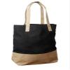 Pack of 12 -Black/Natural Two Tone Jute Bag with Cotton Trim and Jute Handles Size 16"W x 16"H x 5.5"Gusset- CarryGreen Bags view 1