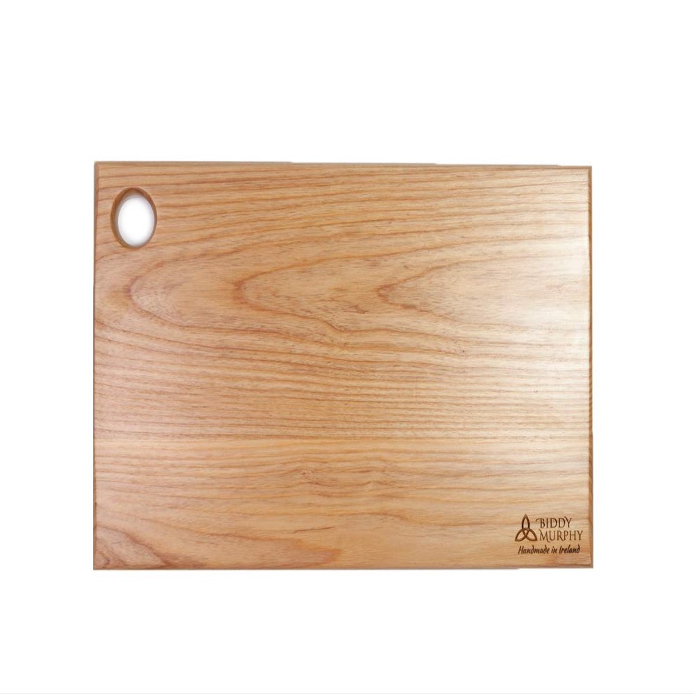 Biddy Murphy Irish Gifts Ash Hardwood Cutting Board for Kitchen 16" x 10" Large Handmade, Sustainable Irish Wood, Reversible, Made in Ireland