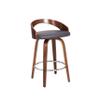 Armen Living Sonia 26" Counter Height Swivel Gray Faux Leather and Walnut Wood Bar Stool view 1