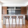 Armen Living Sonia 26" Counter Height Swivel Gray Faux Leather and Walnut Wood Bar Stool view 2