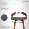 Armen Living Sonia 26" Counter Height Swivel Gray Faux Leather and Walnut Wood Bar Stool view 4