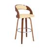 Armen Living Shelly 30" Bar Height Swivel Cream Faux Leather and Walnut Wood Bar Stool view 1