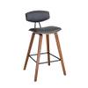 Armen Living Fox 28.5" Bar Height Grey Faux Leather and Walnut Wood Mid-Century Modern Bar Stool view 1