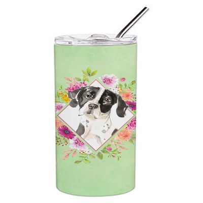 Caroline's Treasures CK4399TBL20 English Pointer Green Flowers Stainless Steel 20 oz Skinny Tumbler Vacuum Double Walled Reusable Insulated Tumbler Travel Cup for Coffee Cocktails Gift with Lid, 20 oz