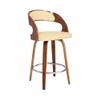 Armen Living Shelly 26" Counter Height Swivel Cream Faux Leather and Walnut Wood Bar Stool view 1