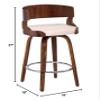 Armen Living Shelly 26" Counter Height Swivel Cream Faux Leather and Walnut Wood Bar Stool view 3