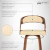 Armen Living Shelly 26" Counter Height Swivel Cream Faux Leather and Walnut Wood Bar Stool view 4