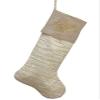 21" Holly Embroidered Stripe Linen Stocking Gold Silver (pack of 6) view 1