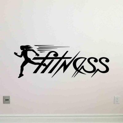 Kellysdesigns Fitness Wall Decal Sign Running Girl Vinyl Sticker Run Decal Gym Quote Fitness Poster Motivational Decor Sport Gifts Workout Wall Decor Crossfit Wall Art Sport Gym Mural 1083