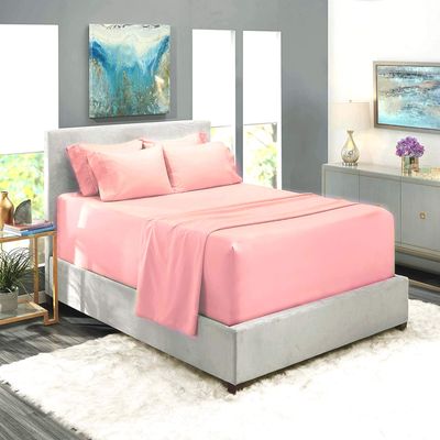 6 Piece Sheet Set 18" - 21" Extra Deep Pocket Fitted Sheet for High Mattress- 1000 Thread Count (Peach Solid,Full Long - 54" x 80") 100% Egyptian Cotton