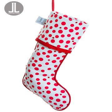 Arcadia Silk Plantation 22.5" Polka Dot Stocking White Red (Pack of 6)