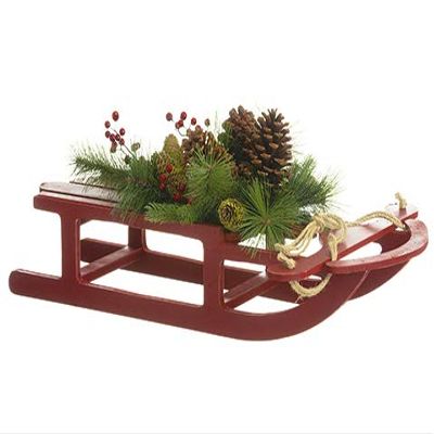 Arcadia Silk Plantation 19" Hx31.5 L Pine/Pine Cone/Berry Sleigh Wall Decor Red Green