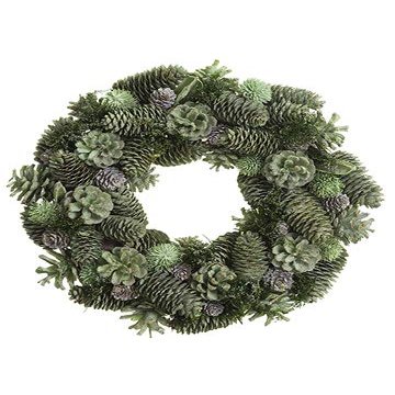13" Iced Pine Cone Wreath Green Ice (pack of 2)