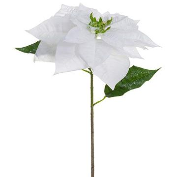 Arcadia Silk Plantation 27" Iced Velvet Royal Poinsettia Spray White (Pack of 12)