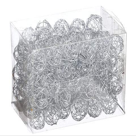 3"Hx3.2"Wx5"L Ball Vase Filler Assortment in acetate Box Silver (pack of 6)