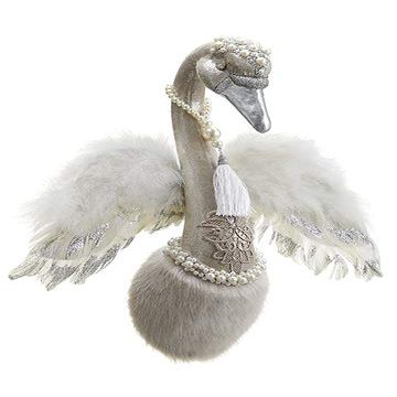 Arcadia Silk Plantation 17.7" Fairy Swan Wall Decor Taupe Silver (Pack of 2)