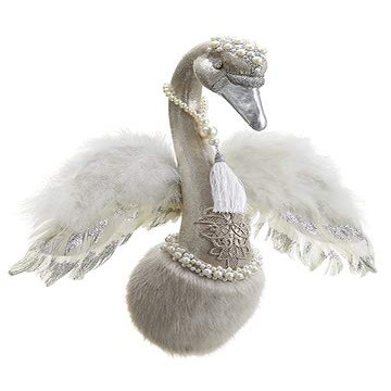 Arcadia Silk Plantation 17.7" Fairy Swan Wall Decor Taupe Silver (Pack of 2)