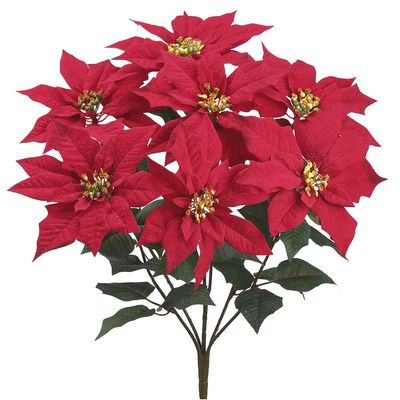 Arcadia Silk Plantation 22" Poinsettia Bush x7 Red (Pack of 6)