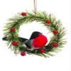 3.5" Bird/Pine Wreath Ornament Red Black (pack of 6) view 1