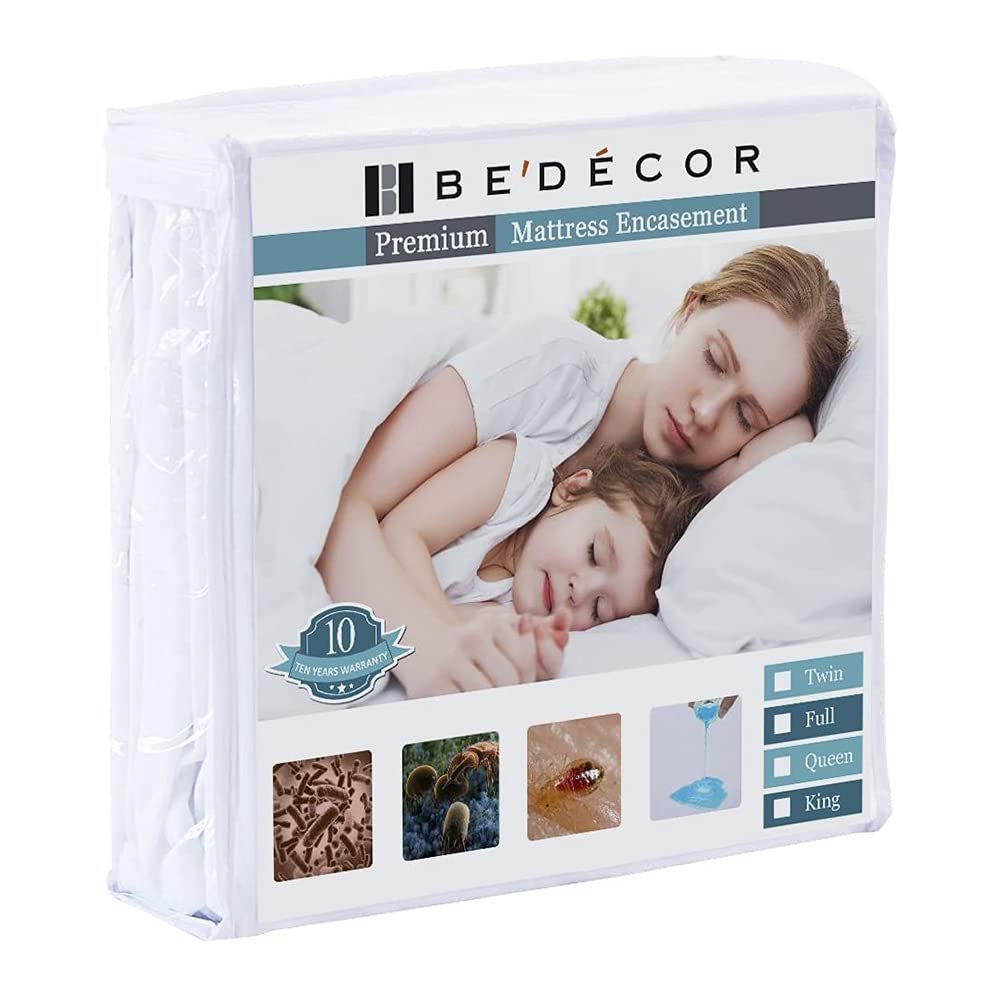 Bedecor Set of 2 Zippered Queen Mattress Protector Cover for 7"-9" Depth Mattress,Fully Encased Liquid Proof Urine Pee Protection Breathable Smooth Incontinence Pet Baby Potty Training