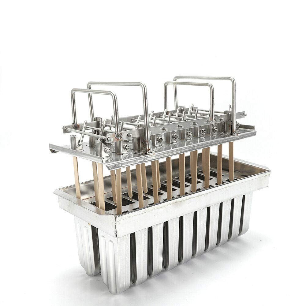 20Pcs Ice Cream Molds Set Stainless Steel Stick Pop Molds and Rack Homemade Ice Lolly Ice Cream Maker Frozen Mold 0.8mm