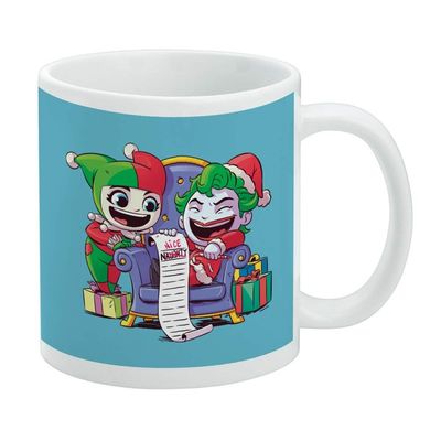 Harley Quinn and Joker Naughty List Ceramic Coffee Mug, Novelty Gift Mugs for Coffee, Tea and Hot Drinks, 11oz, White