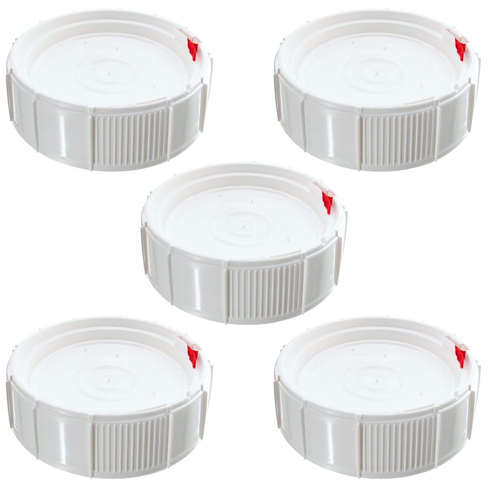 Screw Top Bucket Lid, WHITE, Life-Latch New Generation (for 3.5, 5, and 6.5 gallon) (White, 5)