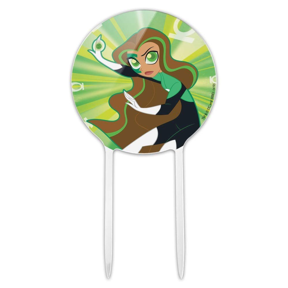 Acrylic DC Super Hero Girls Green Lantern Cake Topper Party Decoration for Wedding Anniversary Birthday Graduation