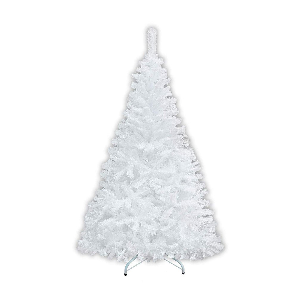 BenefitUSA Classic Artificial Pine Christmas Tree with Metal Steel Base Stand (White, 5')