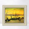 INVIN ART Framed Canvas Art Giclee Print Coal Barges, 1888 by Vincent Van Gogh Wall Art Living Room Home Office Decorations(Beige Color Frame with Linen Liner,20"x24") view 1