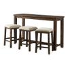 BOWERY HILL Dex Multipurpose Home Kitchen Dining Nook Bar Living Room Sofa Table Set with 3 Upholstered Stools,Chairs in Dark Walnut and Taupe Fabric view 1