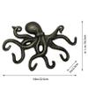 ChasBete Key Holder for Wall, Octopus Wall Hooks Decorative for Hanging, Cast Iron Coat Hooks/Towel Hooks with 6 arms - Bronze view 2