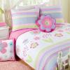 Cozy Line Home Fashions Pink Lavender Green Floral Print Girl 100% Cotton Reversible Quilt Bedding Set, Coverlet, Bedspread (Blossom, Queen - 6 Piece) view 1