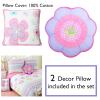 Cozy Line Home Fashions Pink Lavender Green Floral Print Girl 100% Cotton Reversible Quilt Bedding Set, Coverlet, Bedspread (Blossom, Queen - 6 Piece) view 2