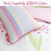 Cozy Line Home Fashions Pink Lavender Green Floral Print Girl 100% Cotton Reversible Quilt Bedding Set, Coverlet, Bedspread (Blossom, Queen - 6 Piece) view 3