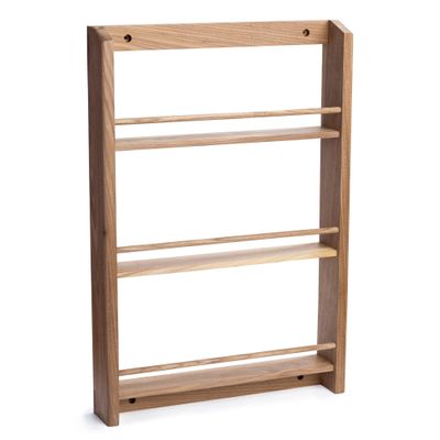 Heirloom Products Wood Spice Rack Made in USA Wall Mount Solid Walnut, Oak, or Maple Wood (24x16, Walnut)