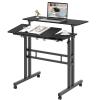 DlandHome Computer Desk, Adjustable Rolling Desk Standing Desk, 31.5L x 23.6W x 26.4-45.3H inch, Black view 1